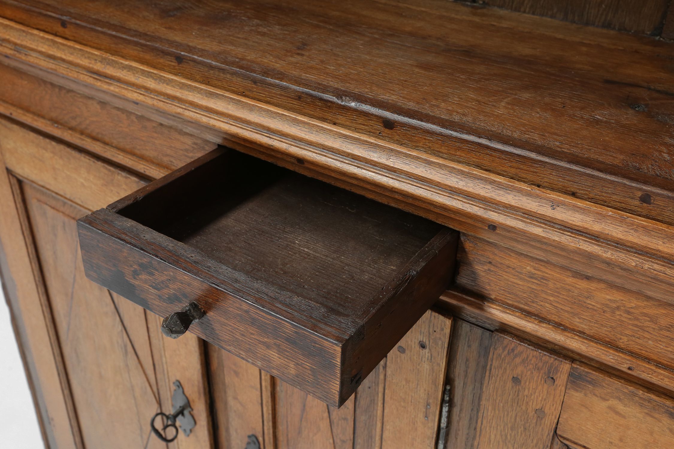 Early 18th Century Vitrine Cabinet in oak with original glass windows, Germanythumbnail